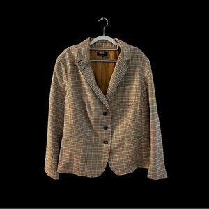 Talbots Classic Plaid Button Closure, Wool Blend Women's Blazer